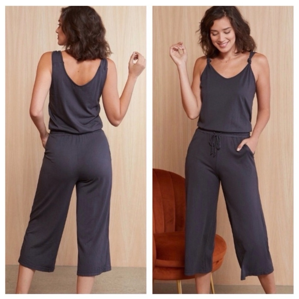 Michael Stars Grey Nicolette Wide Leg Sleeveless Jumpsuit Casual Lounge Women M